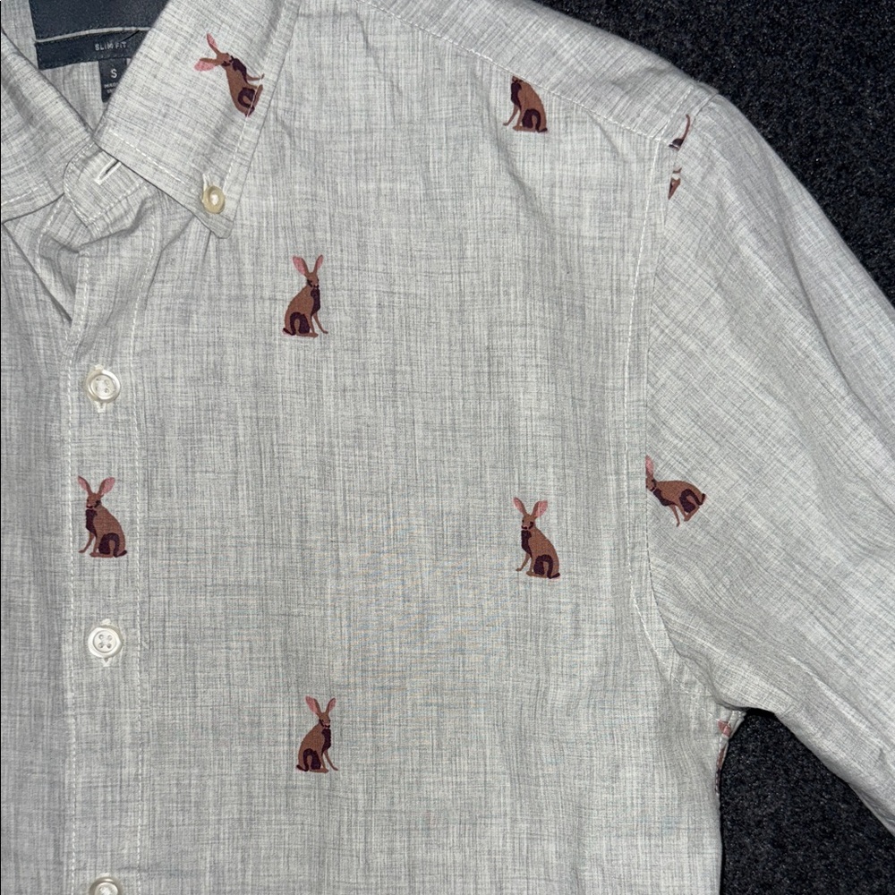 Bonobos  Rabbit Light Gray Shirt with Red Pattern - Picture 5 of 6